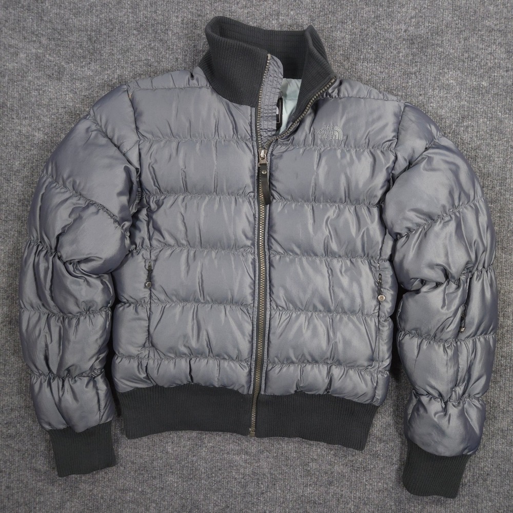 The North Face Bomber Jacket Womens S Gray 600 Goose Down Puffer Outdoor Preppy